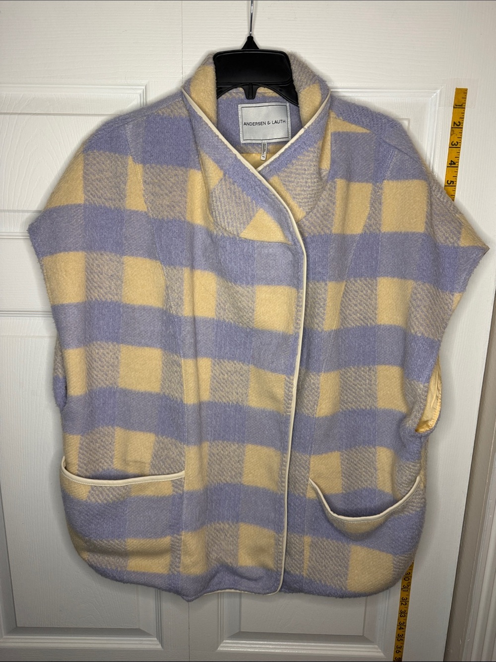 Lavender and Cream Checked Wool Vest